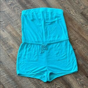 Victoria's Secret Aqua strapless One Piece swim coverup